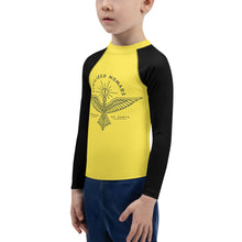 Load image into Gallery viewer, Civilized Nomads "Custodians of Earth" Kids Yellow and Black Rash Guard