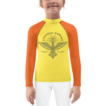 Load image into Gallery viewer, Civilized Nomads "Custodians of Earth" Kids Yellow and Orange Rash Guard