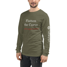 Load image into Gallery viewer, "Flatten the Curve"  long sleeve unisex tshirt LOVE Conquers Covid 19  Collection