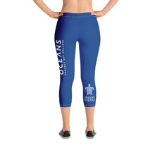 Load image into Gallery viewer, CHOOSE OCEANS                                                                               Women's/Blue Capri Leggings