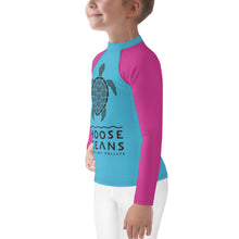 Load image into Gallery viewer, CHOOSE OCEANS                                                                             Kids/Blue and Pink Rash Guard