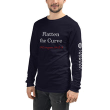 Load image into Gallery viewer, "Flatten the Curve"  long sleeve unisex tshirt LOVE Conquers Covid 19  Collection