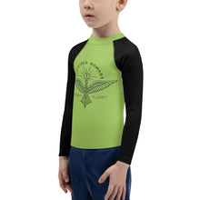 Load image into Gallery viewer, Civilized Nomads - "Custodians of Earth" Kids Green and Black Rash Guard