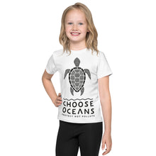 Load image into Gallery viewer, CHOOSE OCEANS                                                                                     Kids Tee/White/Two logos