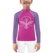 Load image into Gallery viewer, Civilized Nomads "Custodians of Earth" Kids Pink and Purple Rash Guard