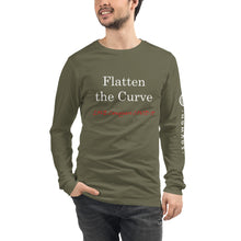 Load image into Gallery viewer, "Flatten the Curve"  long sleeve unisex tshirt LOVE Conquers Covid 19  Collection