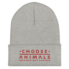 Load image into Gallery viewer, CHOOSE ANIMALS Embroidered Cuffed Beanie (more colors)