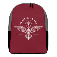 Load image into Gallery viewer, Civilized Nomads - Custodians of Earth - Burgundy, grey and black Backpack
