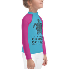 Load image into Gallery viewer, Choose Oceans Kids Blue and Pink Rash Guard
