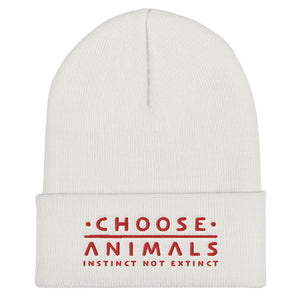 Choose Animals - Instinct Not Extinct - Embroidered Cuffed Beanie - more colors