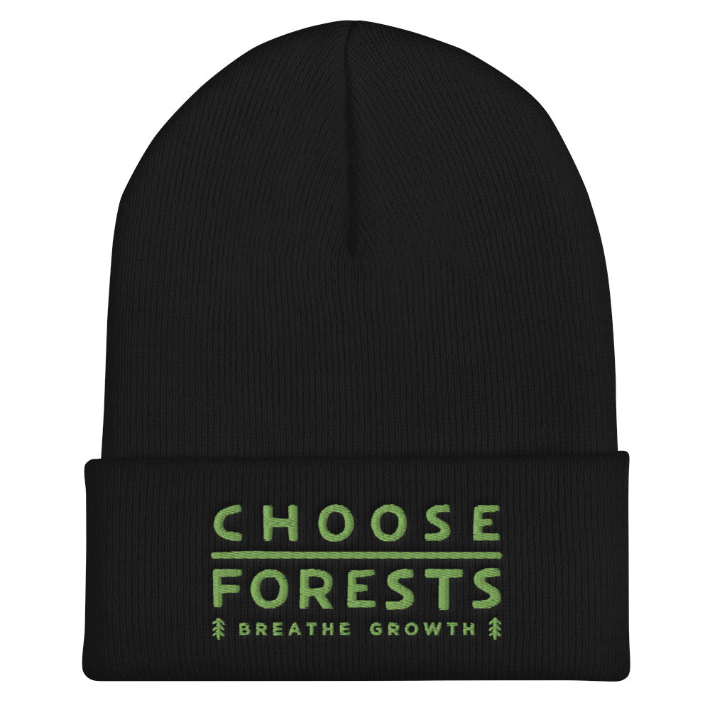 Choose Forests - Breathe Growth - Embroidered Cuffed Beanie - more colors