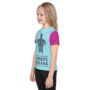 Choose Oceans Light Blue and Pink Kids T-Shirt