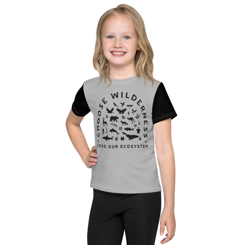 Choose Wilderness Black and Grey Kids T-Shirt