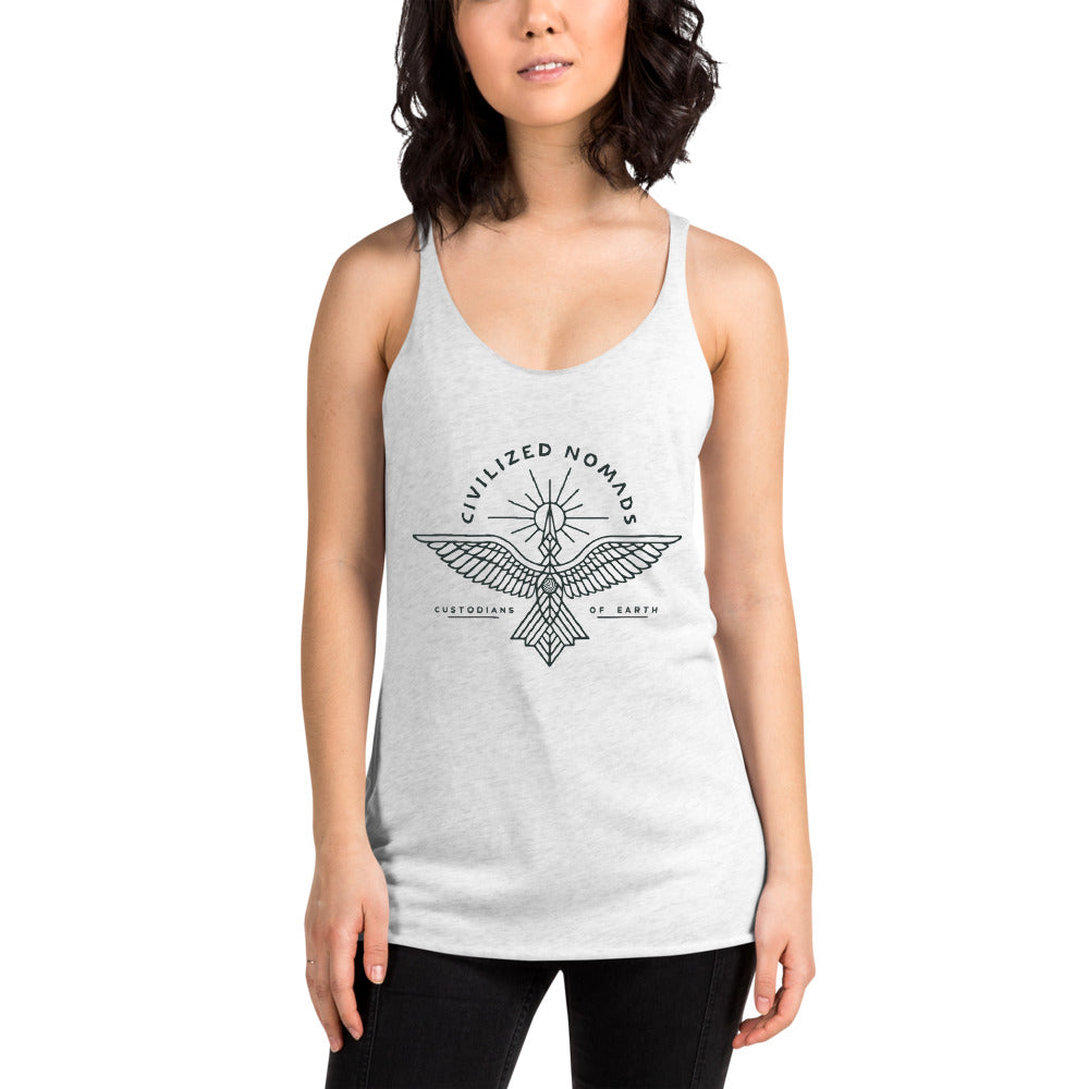 CIVILIZED NOMADS 2 logos Women's Racerback Tank