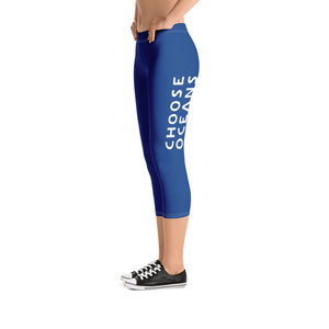 Choose Oceans Women's Blue Capri Leggings