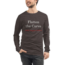 Load image into Gallery viewer, &quot;Flatten the Curve&quot;  long sleeve unisex tshirt LOVE Conquers Covid 19  Collection
