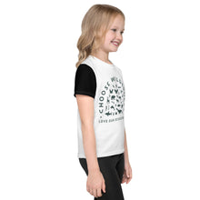 Load image into Gallery viewer, Choose Wilderness Kids T-Shirt with dark green logos
