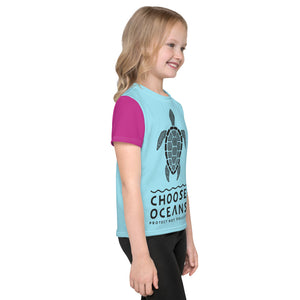 Choose Oceans Light Blue and Pink Kids T-Shirt