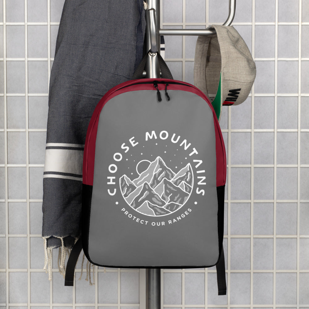 Choose Mountains Grey, Burgundy and Black Backpack