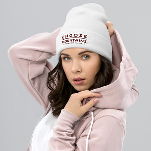 Choose Mountains embroidered cuffed beanie