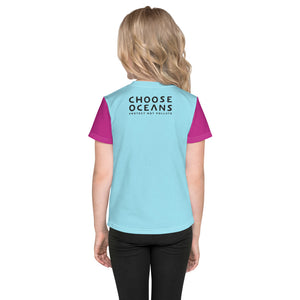 Choose Oceans Light Blue and Pink Kids T-Shirt