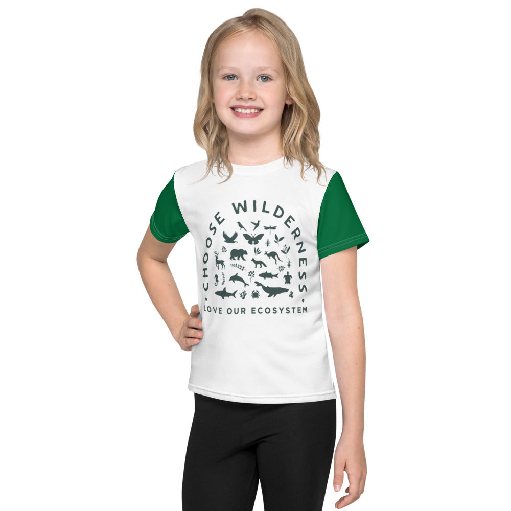 Choose Wilderness Green and White Kids T-Shirt