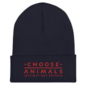 Choose Animals - Instinct Not Extinct - Embroidered Cuffed Beanie - more colors