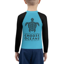 Load image into Gallery viewer, Choose Oceans Kids Blue and Black Rash Guard
