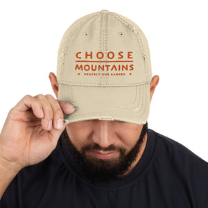 Choose Mountains embroidered distressed hat