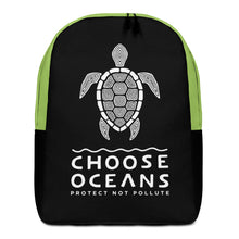 Load image into Gallery viewer, Choose Oceans Black and Green Minimalist Backpack
