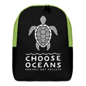 Choose Oceans Black and Green Minimalist Backpack