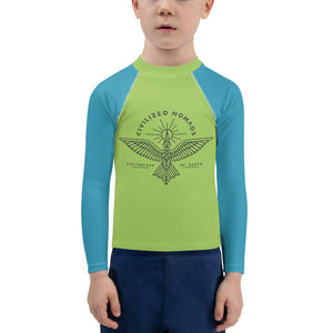 Civilized Nomads "Custodians of Earth" Kids Green and Aqua Rash Guard