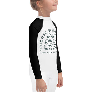 Choose Wilderness Kids Black and White Rash guard