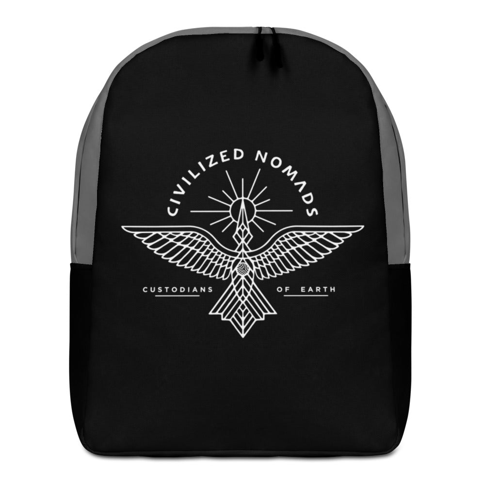 Civilized Nomads - Custodians of Earth Black and Grey Backpack