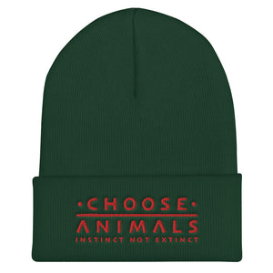 Choose Animals - Instinct Not Extinct - Embroidered Cuffed Beanie - more colors