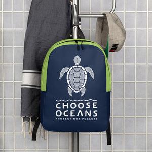 Choose Oceans Navy and Green Minimalist Backpack