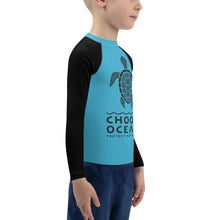 Load image into Gallery viewer, Choose Oceans Kids Blue and Black Rash Guard
