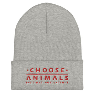 Choose Animals - Instinct Not Extinct - Embroidered Cuffed Beanie - more colors