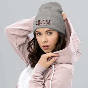 Choose Mountains embroidered cuffed beanie