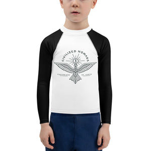 Civilized Nomads "Custodians of Earth" Black and White kids Rash Guard