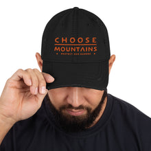 Load image into Gallery viewer, Choose Mountains embroidered distressed hat
